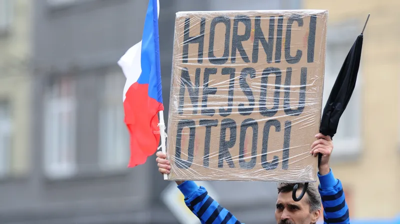Protest horníků v Ostravě