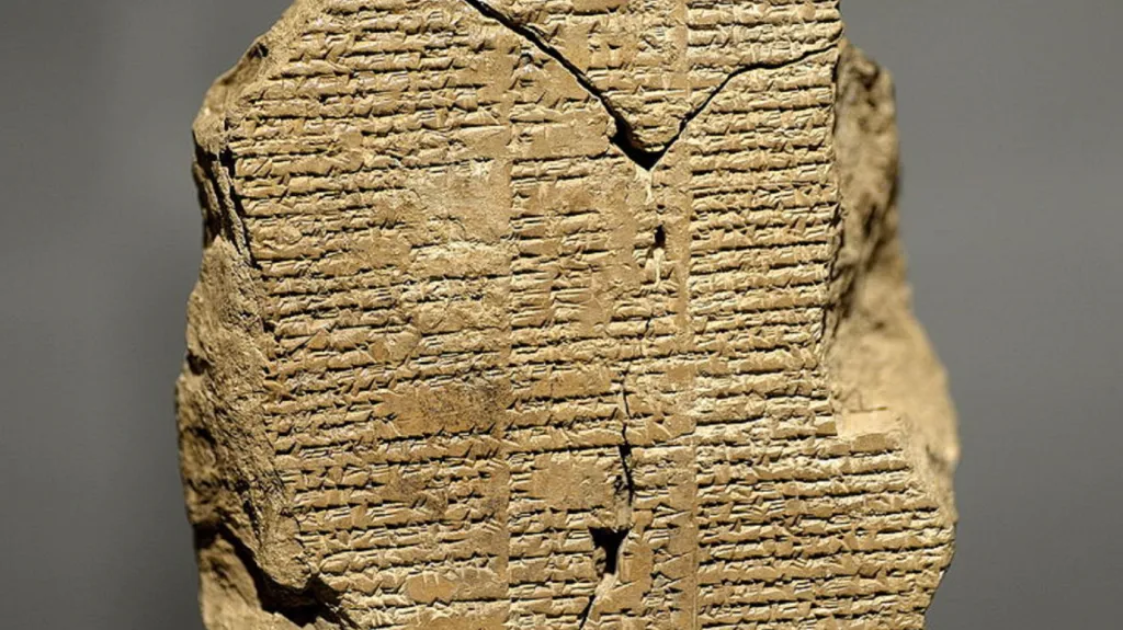 Jedna z tabulek s Eposem o Gilgamešovi, která se nachází v iráckém muzeu