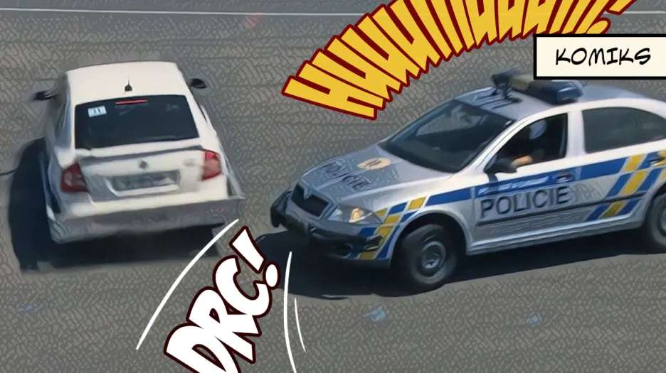 Policejní manévr zastaví auto na útěku