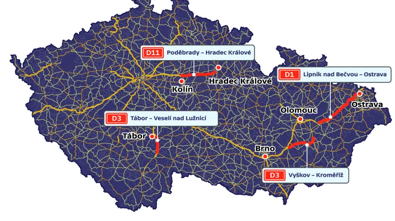 Úseky, kde by se mohlo jezdit 150 km/h