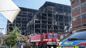 Vyhořelá budova ve Zlíně