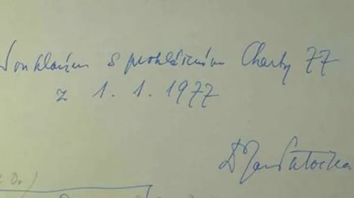 Charta 77 - podpis Jana Patočky