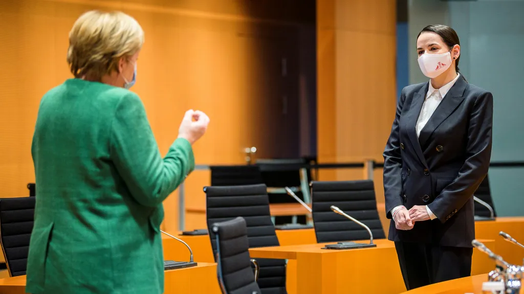 Angela Merkelová se Svjatlanou Cichanouskou