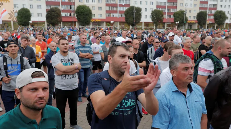 Demonstrace horníků v Saligorsku 19. srpna 2020