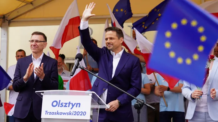 Rafal Trzaskowski během předvolebního mítinku