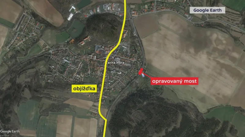 Objížďka mostu přes Černou Horu