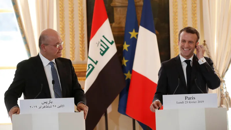 Barham Sálih s Emmanuelem Macronem