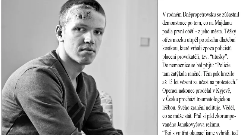 Zraněný demonstrant z Majdanu