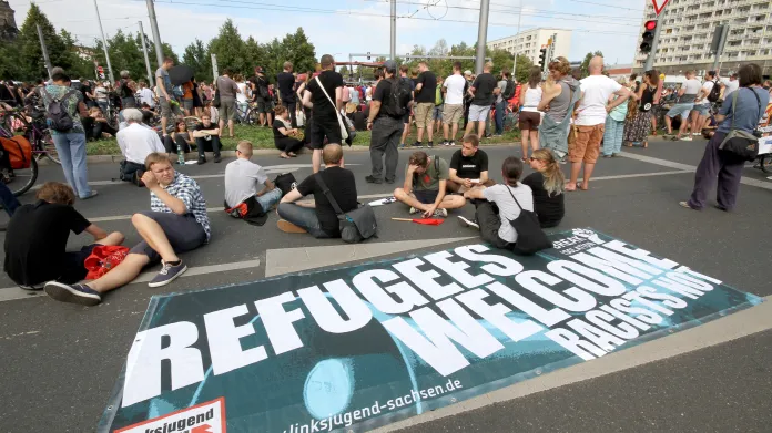 Demonstrace v Drážďanech podpořila uprchlíky
