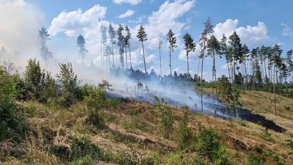 Požár lesa na Blanensku