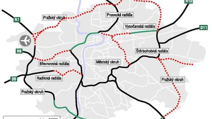 Připravovaná výstavba pražských radiál a pražského městského okruhu