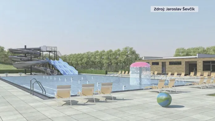 Vizualizace venkovního bazénu v Zubří