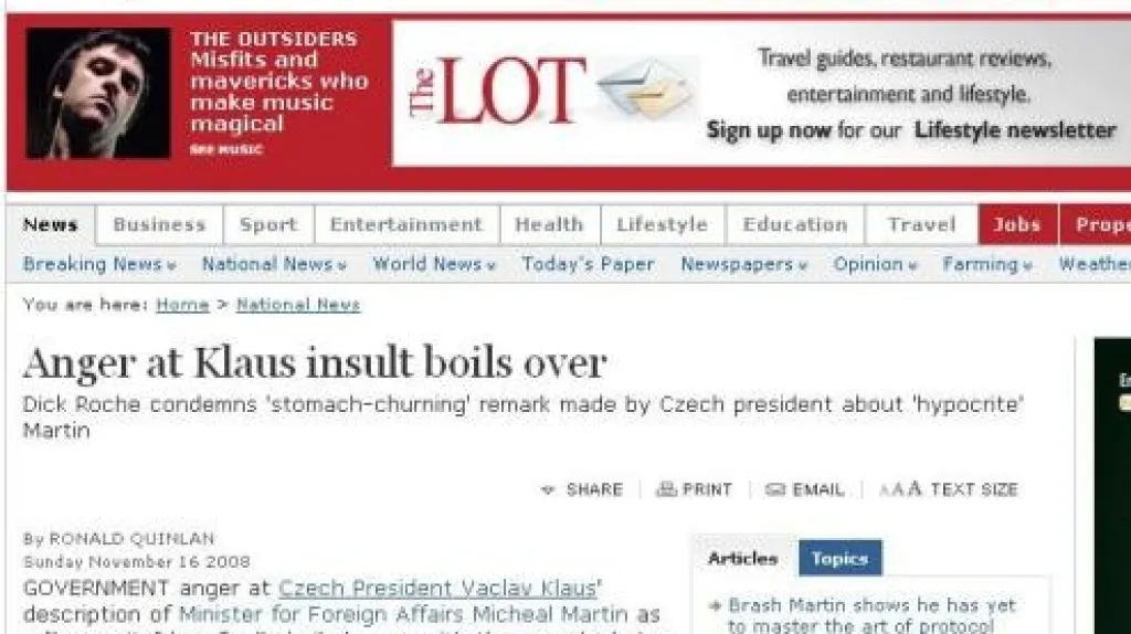 Irské noviny Irish Independent