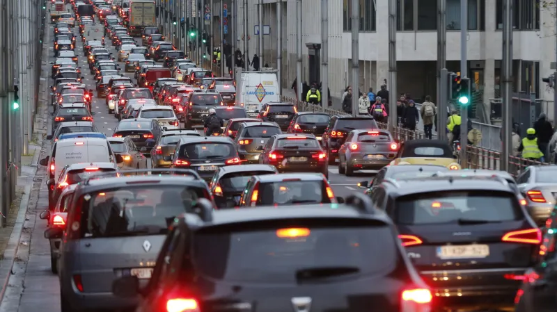 Centrum Bruselu v ranní špičce
