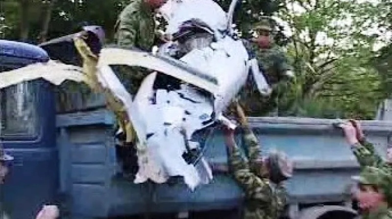 Trosky sestřeleného gruzínského průzkumného letounu