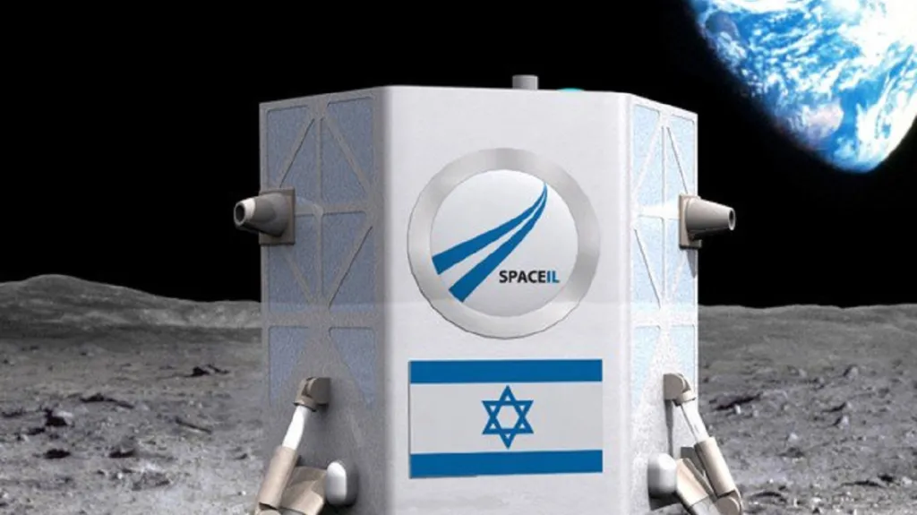 Vizualizace izraelského modulu na Měsíci