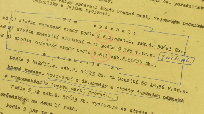 Detail druhé strany rozsudku z 28. ledna 1949