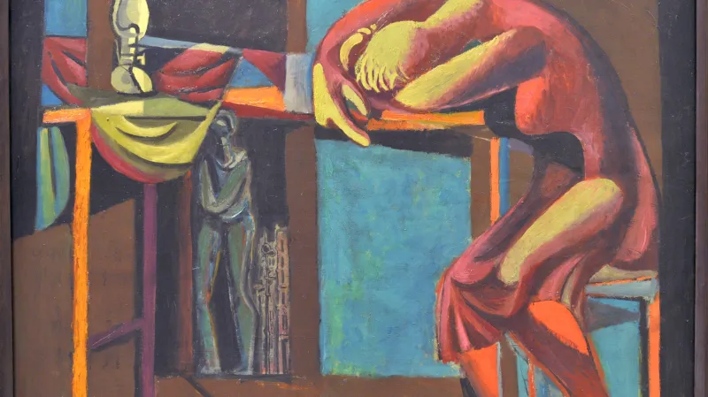 Obraz nazvaný Švadlena/ Večer namaloval Jan Kotík roku 1942.