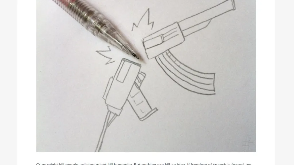 Karikatury a kresby sdílené na sociálních sítích po útocích na redakci Charlie Hebdo v lednu 2015