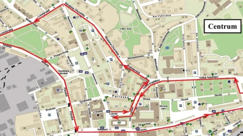 Předpokládaná trasa sobotního pochodu