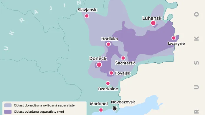 Mapa území ovládaných separatisty