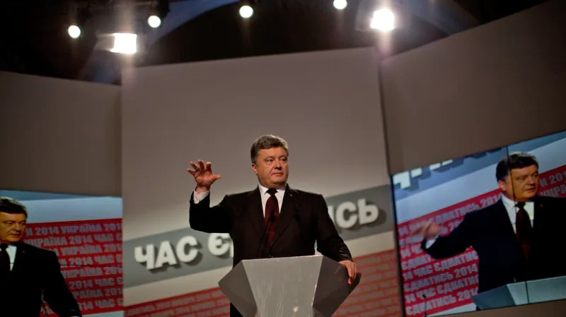 Petro Porošenko na povolebním brífinku