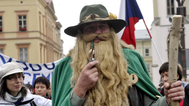 Proti břidlicovému plynu protestoval i Krakonoš