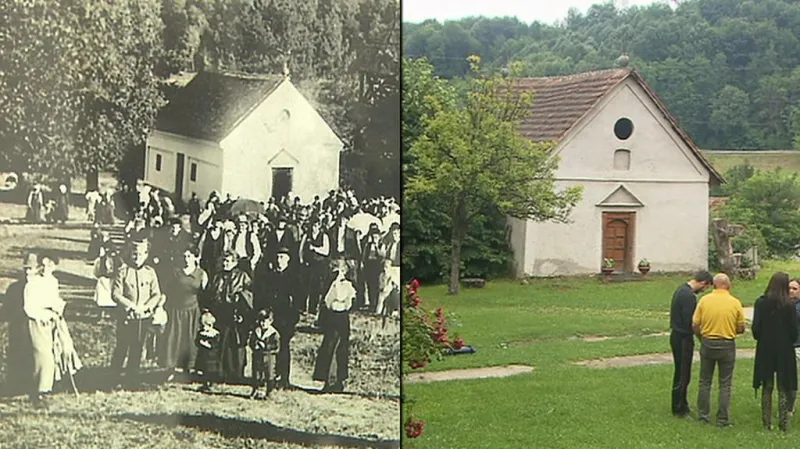 Porovnání fotografie Vítězslava Kneifla se současnou podobou Rudniku
