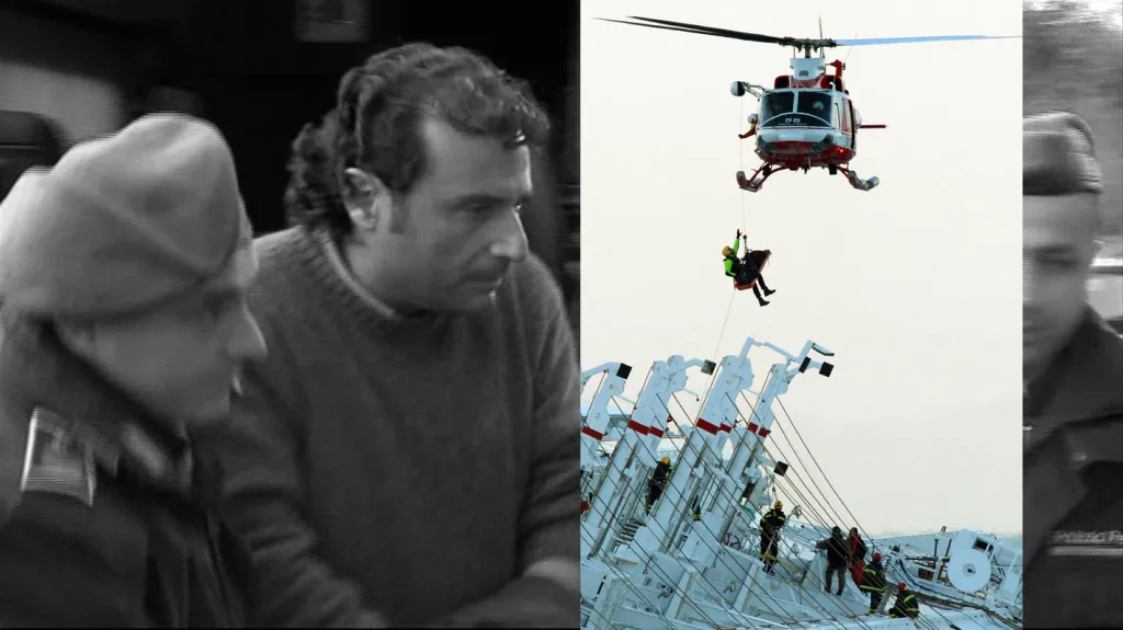 Francesco Schettino a vyprošťování jedné z obětí havárie Concordie