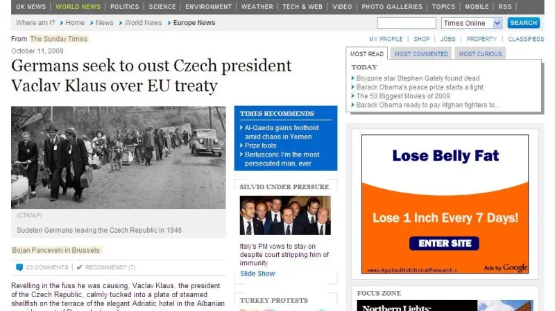 Internetová verze deníku The Times