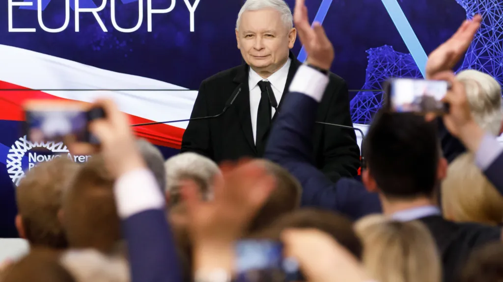 Jaroslaw Kaczyński během povolebního projevu