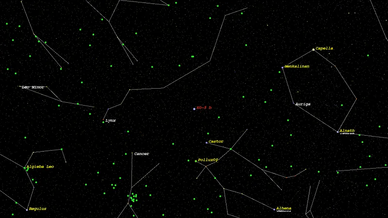 Hvězda XO-5 na obloze
