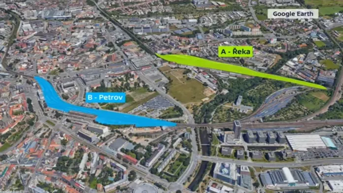 Obě varianty budoucí polohy brněnského hlavního nádraží