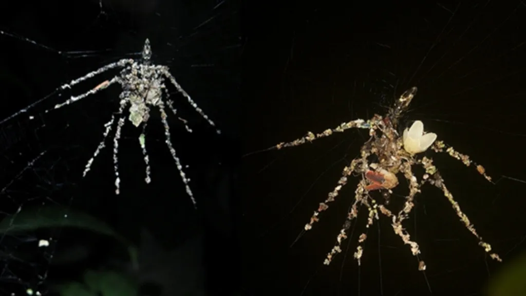 Falešné kopie pavouků vytvořené z pavučin a zvířecích mrtvolek