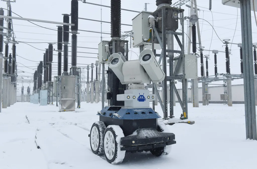 Robot při inspekci elektrárny v čínském městě Chuzhou