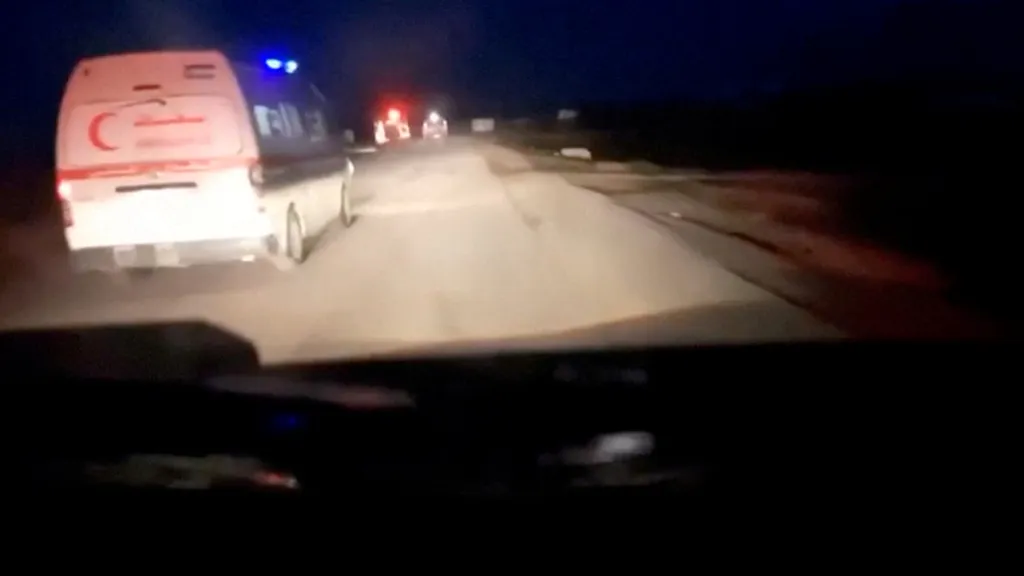 Snímek z videa palestinského Červeného půlměsíce
