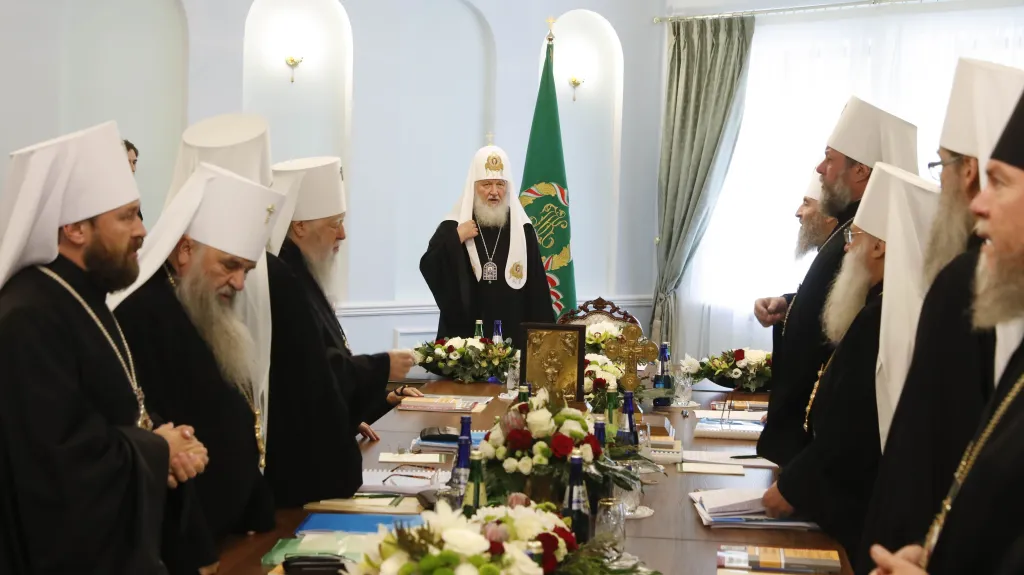 Patriarcha Kirill hovoří během synodu v Minsku