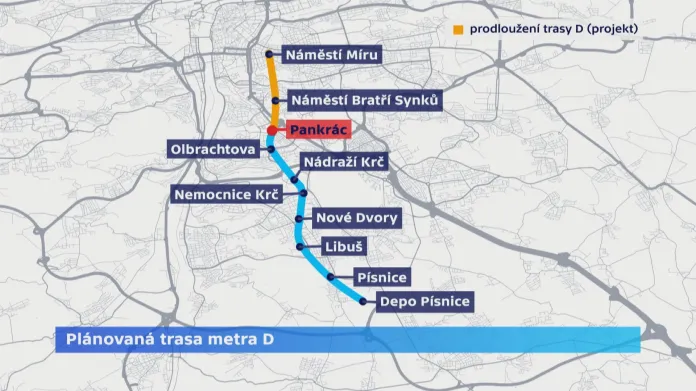 Plánovaná trasa metra D
