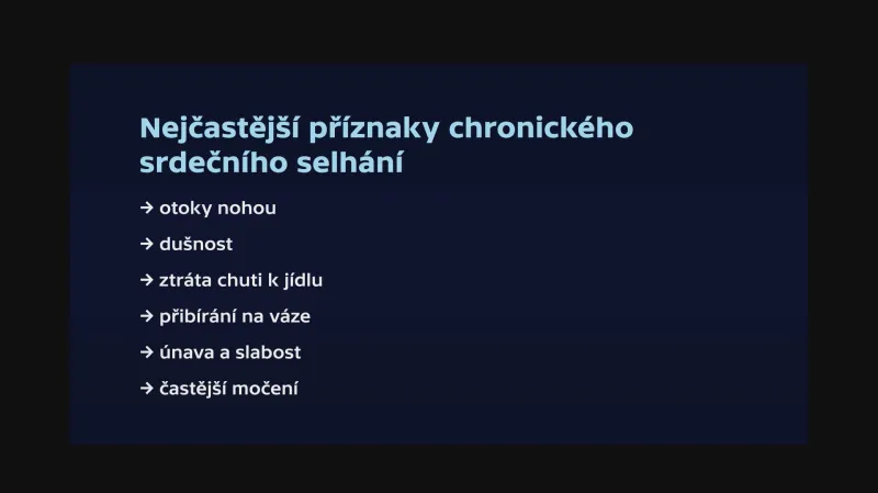 Nejčastější příznaky chronického srdečního selhání