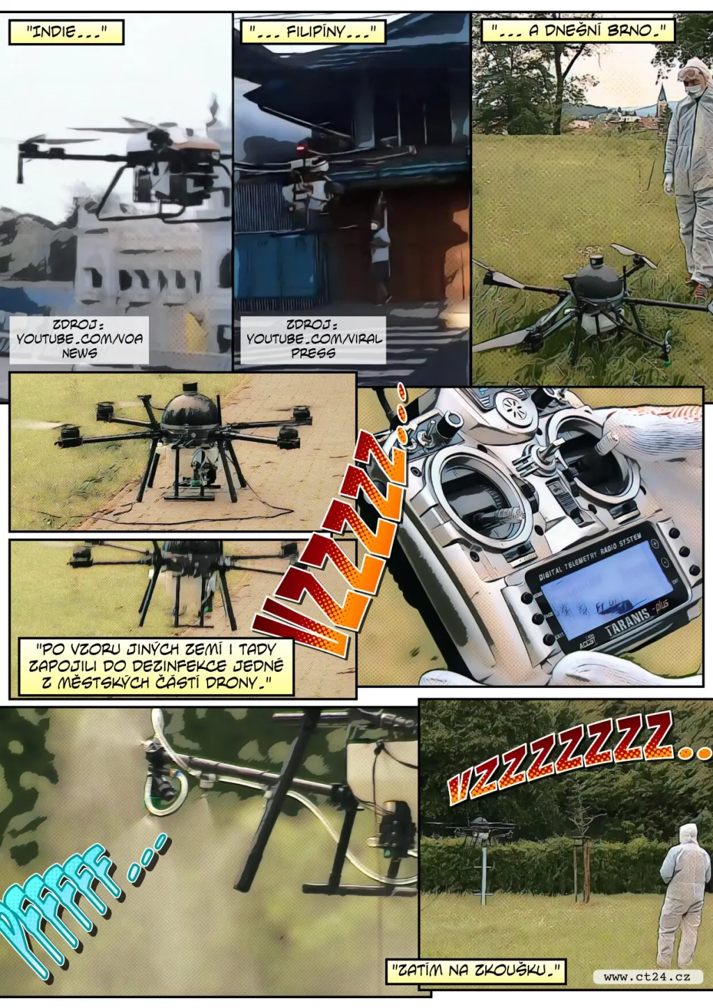 Drony dezinfikují v Brně veřejná prostranství