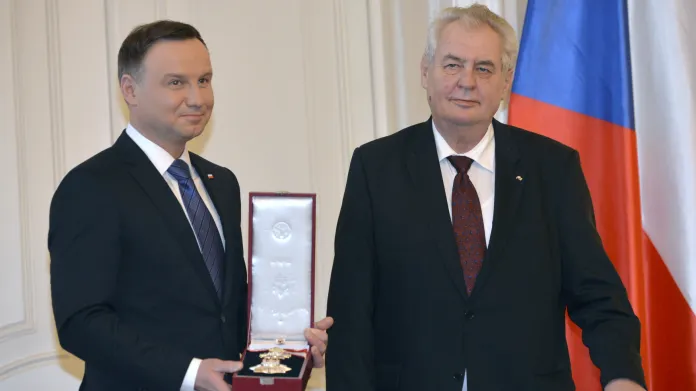 Andrzej Duda předal Miloši Zemanovi Řád bílé orlice