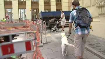 Vodicí pes vede nevidomého na základě jeho povelů