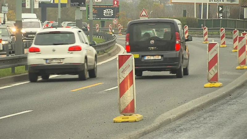 Zúžený úsek na Jižní spojce
