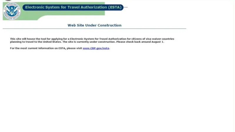 Internetový formulář ESTA