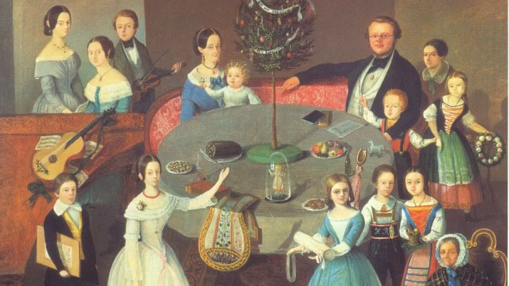 F. I. Pollinger / První vánoční stromek v Riedu(1848)