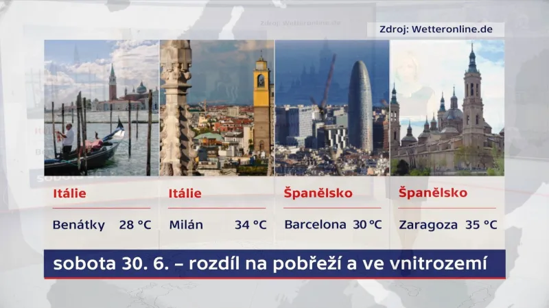 Rozdíl teplot u moře a ve vnitrozemí