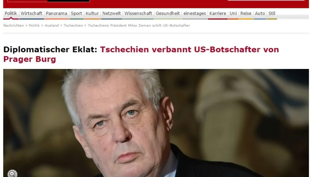 Německý Spiegel píše o diplomatickém skandálu