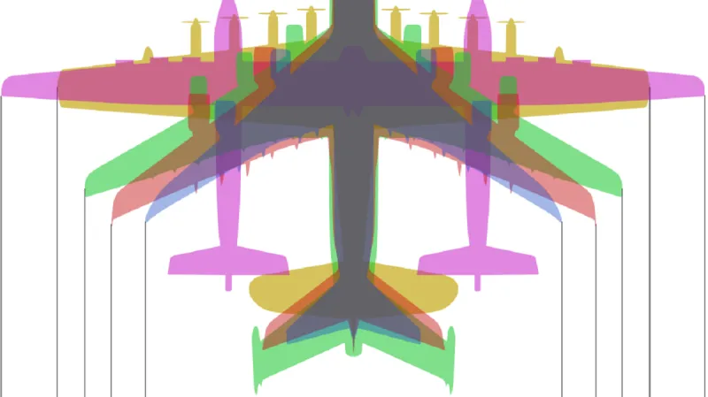 Srovnání Stratolaunche s ostatními letadly