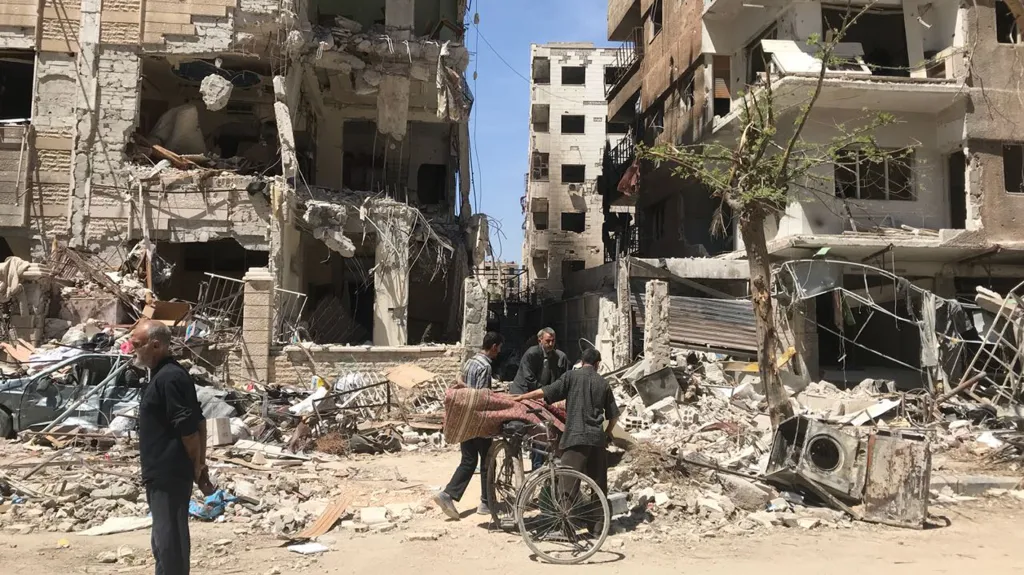 Část Dúmy, kde se v roce 2018 odehrál chemický útok