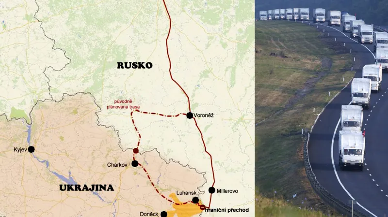 Trasa ruského konvoje na Ukrajinu